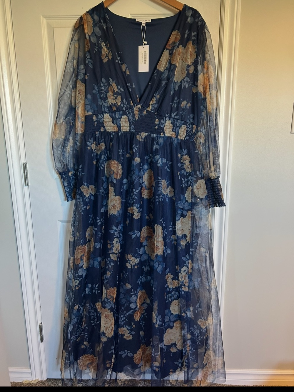 Baltic Born Navy Floral Wrap Maxi Dress